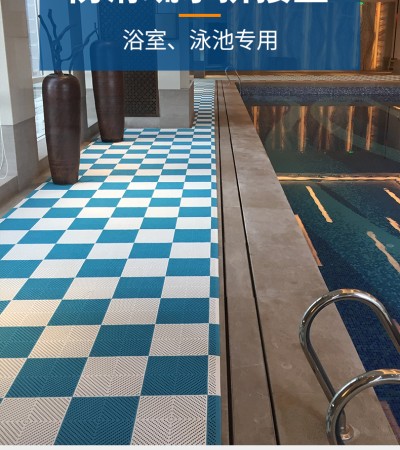 醫用級PVC泳池&淋浴鏤空拼接成品防滑地墊 - 六片裝/白色